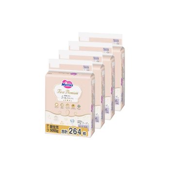 [해외] 메리즈 테이프 신생아 사이즈 퍼스트 프리미엄 (신생아용 5000g) 264매 [케이스] B0CXDXTL8T
