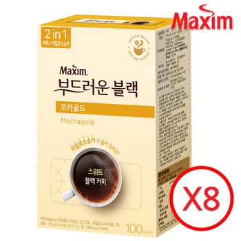 맥심 부드러운 블랙 모카골드 2in1 커피믹스 100T X8개 /설탕있는 커피/대용량