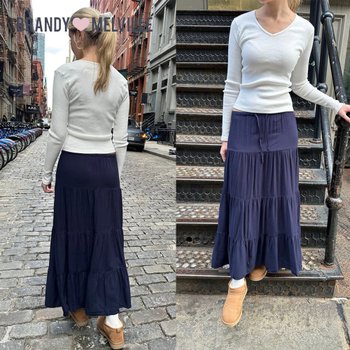 브랜디멜빌 리지 롱 스커트 프릴 치마