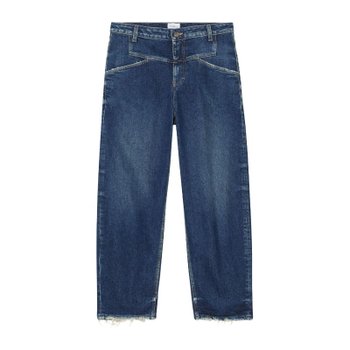 [해외배송] 클로즈드 하이웨이스트 프레이드 헴 데님 진 C21147 0564WDBL