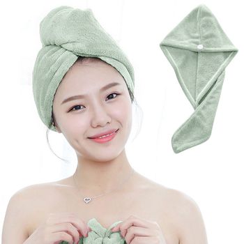 극세사 드라이 타올 그린 머리 말리기 헤어 수건 타월