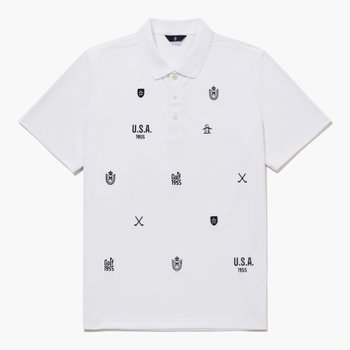 [먼싱웨어] 남성 로고플레이 자수 카라 티셔츠 화이트 MR211MTS53