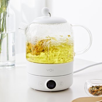 휴롬 요아이 내열유리 보온 티포트 800ml 온도조절 분유포트 전기포트 YTK-201FWH