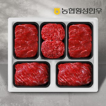 [냉동][농협횡성한우] 1등급 하누리정육세트 5호 2kg (국거리2팩+장조림2팩+불고기1팩) /팩당400g