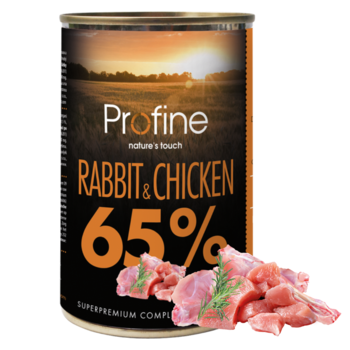 프로파인 내추럴터치 강아지사료 습식캔 LID 하이미트 토끼고기 치킨 400g