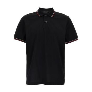 26 SS 프라다 로고 디테일 숏슬리브 폴로 셔츠 블랙 UJN765SNOO1ZMI