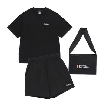 N262UPB900 반팔 반바지 미니백 3PCS 세트 BLACK