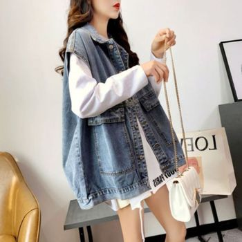 여성 YUMC6676 데님 루즈핏 심플 워싱 데일리룩 캐주얼 청조끼