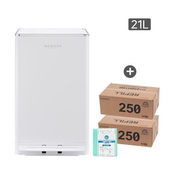 매직캔 휴지통 쓰레기통 크롬히포 21L 화이트 (추가 250R10G+250R10G)