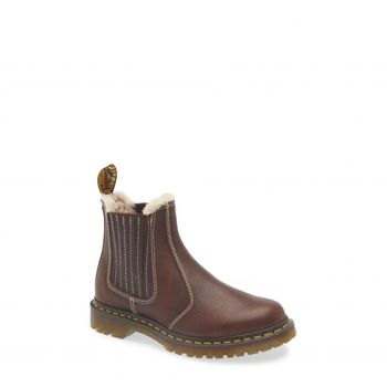 [해외] 닥터마틴 2976 레오노어 2 포우 퍼 라인 첼시 부츠 다크 브라운 여성