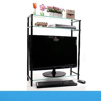 니터 254LGV32 받침대 스탠드 3단 620mmx210mm 블랙 투명유