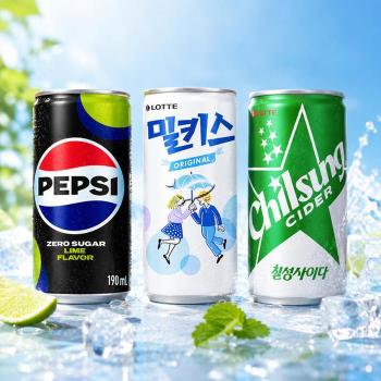 롯데칠성음료 펩시 제로 밀키스 칠성사이다 190ml 10개씩 3종 총 30개 소캔 음료 (S52225981)