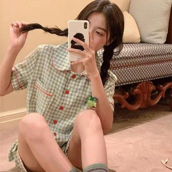 [오노마] ONM 바닐라 체크 파자마 침실 홈웨어 편한 여자 수면 긴팔 (37294046)