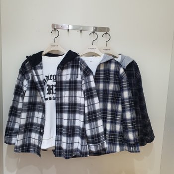 [모다부평]행텐주니어 면 후드 체크 셔츠/14570-020-403-09_BP