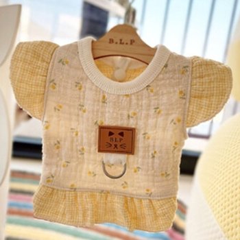 강아지 체리 누빔 티셔츠 하네스 옐로우 1P 산책 나시 (WFI1TWN)