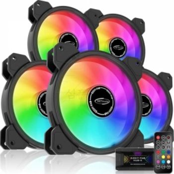 ARGB 120mm 쿨링팬 블랙 5PACK 팬허브 리모컨 NM DPR04416 컴퓨터공랭쿨러 컴퓨터케이스쿨러