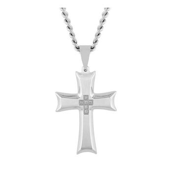 Robert Alton 1 20 CTW Celtic 스테인리스 스틸 크로스 펜던트 화이트 Diamonds TS13715 700692