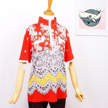 편안한 중년 반팔 티셔츠 패턴 지퍼 디자인 (WFH6VXG)