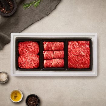 [1월 27일부터 순차출고] [고성축협]1+등급 한우 구이 혼합 선물세트 1.2kg(등심1팩,불고기1팩,국거리1팩)