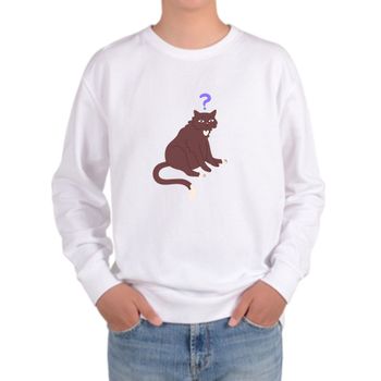 기모맨투맨 고양이 야옹이 물음표 놀람 잉 이게뭐야 남자기모맨투맨