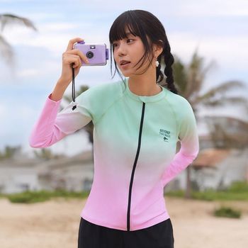 여성 그라데이션 집업 래쉬가드 세트 그린 RN LS2F525 GN_P397614740