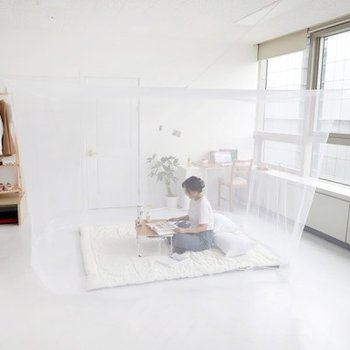 모기차단 침대 간편설치 다인용 사각 모기장텐트 소형_(1340203)