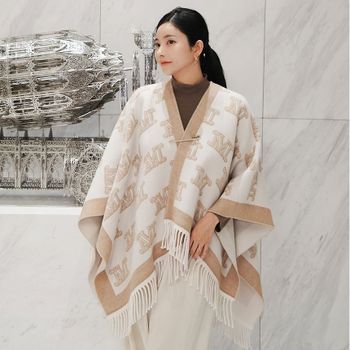 막스마라 로고 울 케이프 판초 카멜 125856527