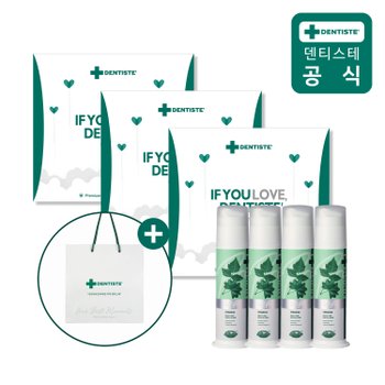 시암코스메티컬 덴티스테 선물세트4P 플러스화이트프로 펌프 120g 4개 X 3세트 (쇼핑백)