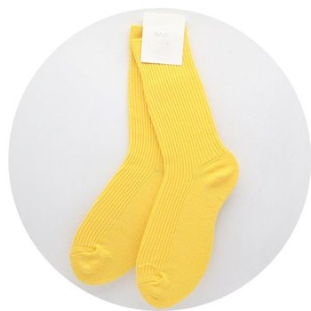 남자 패션 골지 장목 양말 일반/빅사이즈 19_비비드옐로우