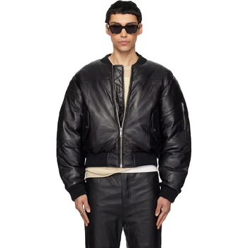 26 SS Deadwood 블랙 보핑거 패딩 가죽 보머 재킷 261158M181016