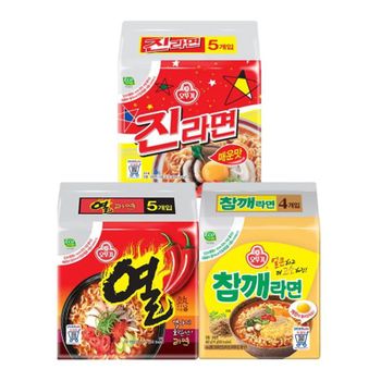 진라면 매운맛 5입 + 열라면 5입 + 참깨라면 4입e[35949582]