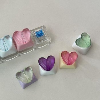 C38 투명 하트 러브 클리어 키캡 키캡꾸미기 키보드 LED 키링 클릭커 ASMR (51548359)