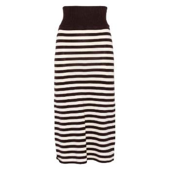 [해외] FRANKIES BIKINIS Tucker Knit Midi Skirt 21142KNCOWBOY STRIPE 관부가세포함