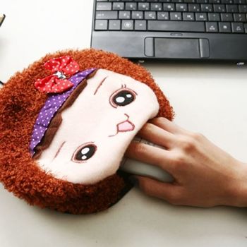 뽀글이 소녀 USB 온열 마우스패드 히팅 매트 발열 마우스패드