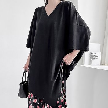 오버롱브이사선티셔츠 BHY272M607 빅사이즈