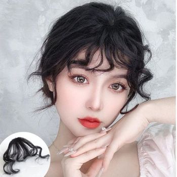 꼬불거리는 자연스러운 앞머리 파마 가발 똑딱이 곱슬곱슬 사랑스러운 웨이브 헤어 스타일 연출