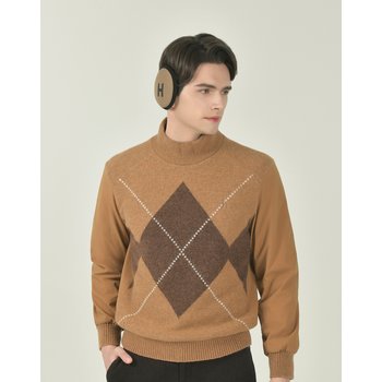 카멜 남성 패딩 소매 방풍 하이넥 스웨터 HUSW5D752CM