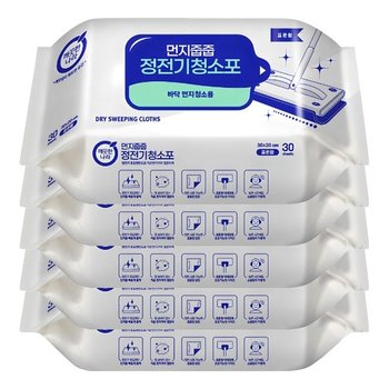 깨끗한나라 먼지줍줍 정전기 청소포 표준형 30매 X 5 정전기청소포 깨끗한나라청소포 일회용청소