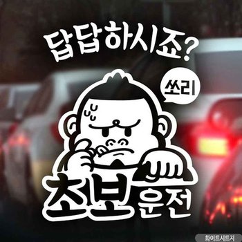 자동차스티커 초보답답 싸나이 초보운전 화이트시트지 초보운전 차량용스티커주문제작