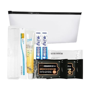 [DM] E가 튼튼_매일 쓰는 애터미 치약 칫솔 물티슈 가글 휴대용 여행용 세트 1호