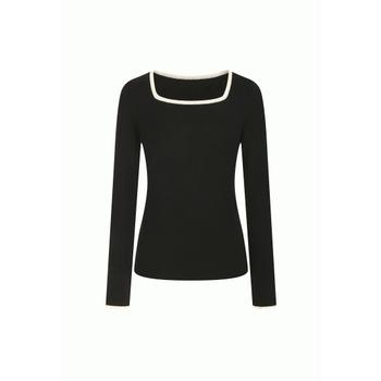 더아이잗 배색 스퀘어넥 풀오버 니트 IM3P1PO03SG