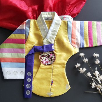 단아 여아 한복 (4.5호) 색동 유아 어린이 키즈 고급 전통 양단 한복세트 당의 4세 5세