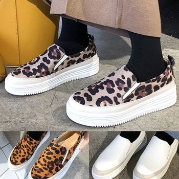 단화 스니커즈 통굽 여성단화 슬립온 호피무늬 3컬러