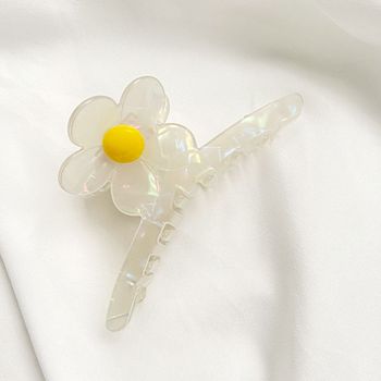 플라워 오로라 롱 데이지 헤어 심플 아크릴 집게핀