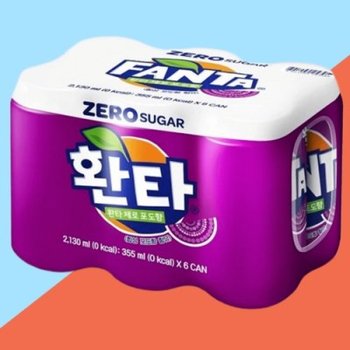 환타 탄산음료 제로 포도향 355ml X 6