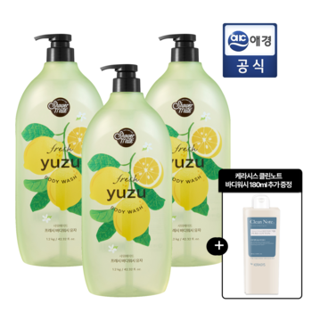 샤워메이트 내추럴 바디워시 유자향 1.2kg x 3개 + 클린노트 바디워시 180ml 추가 GIFT