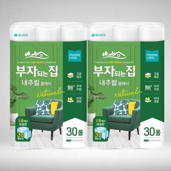 부자되는집 내추럴클래식 두루마리휴지 3겹화장지 30롤x2팩 두루마리휴지30롤 모나리자화장지