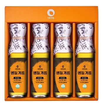 Premium 국산 생들기름 120ml 4병 선물세트 (선물상자포장)