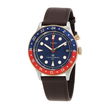 [해외] 타이맥스 Waterbury GMT 쿼츠 블루다이얼 청판 남성 시계 TW2U90500 TW2U90500VQ