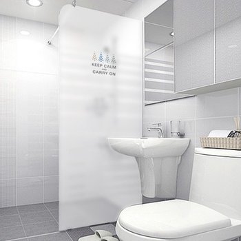 NSW338 무점착 샤워 윈도우 KEEP CALM ON CARRY ON 나무 네그루 S(610x1800)